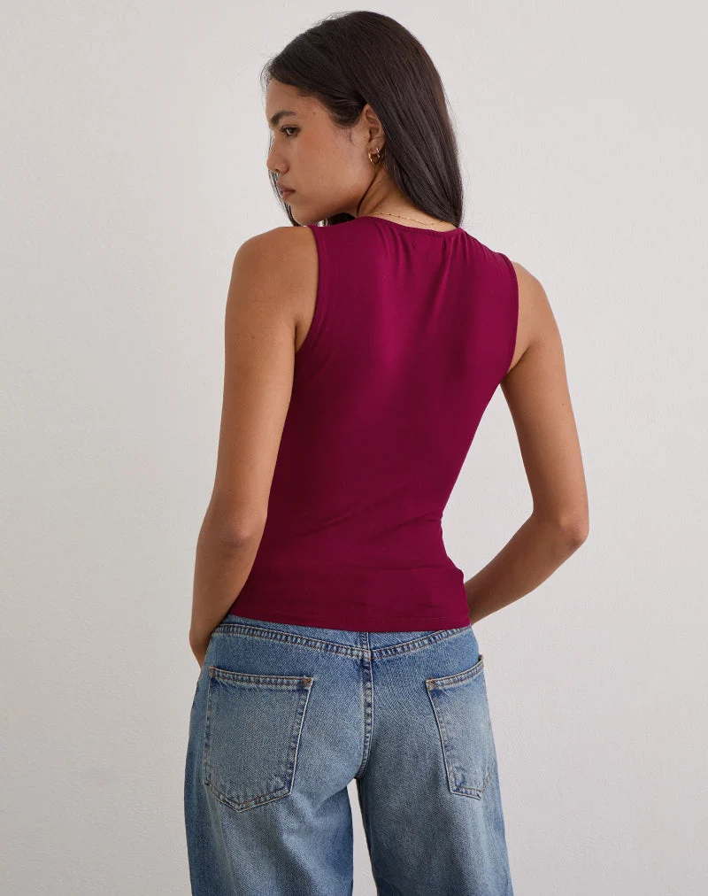 Haut plongeant Lynod en rayonne bordeaux