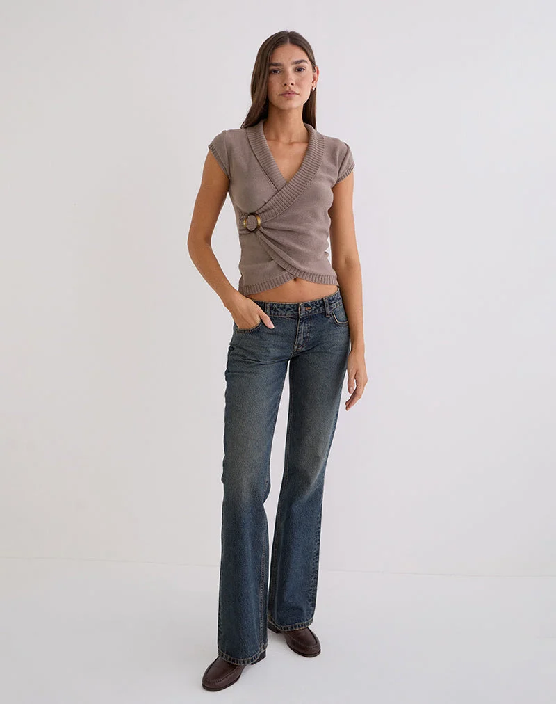 Haut Malya avec boucle en tricot taupe