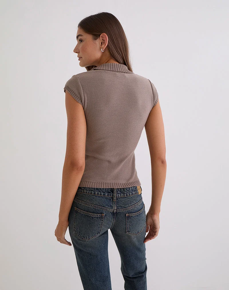 Haut Malya avec boucle en tricot taupe