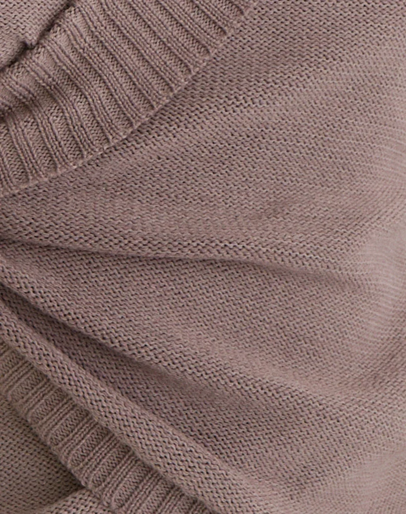 Haut Malya avec boucle en tricot taupe