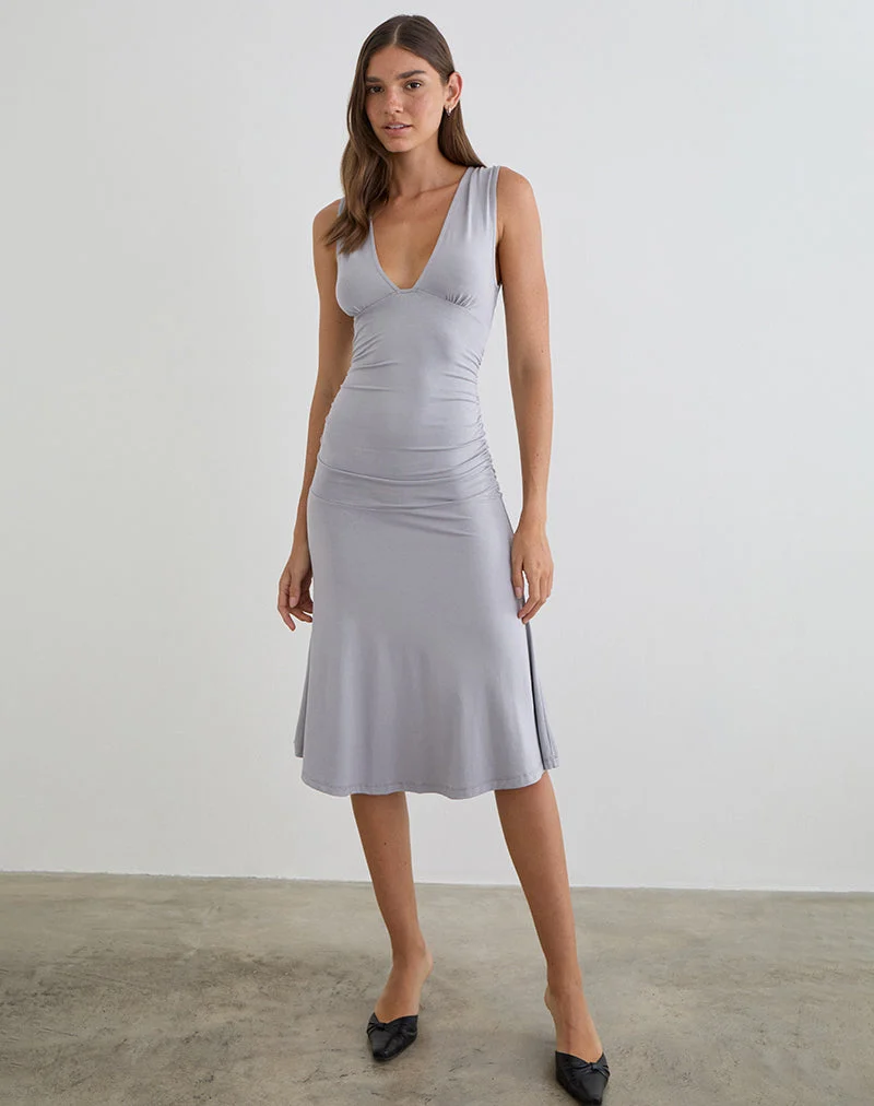 Robe midi Laluma gris lilas