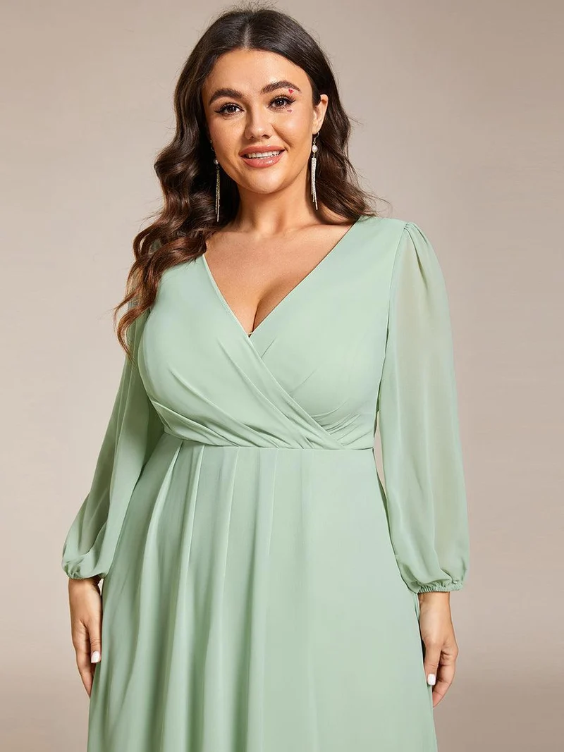 pretty BRIAR|Robe d’invité de mariage grande taille mi-longue manches 3/4 ourlet asymétrique