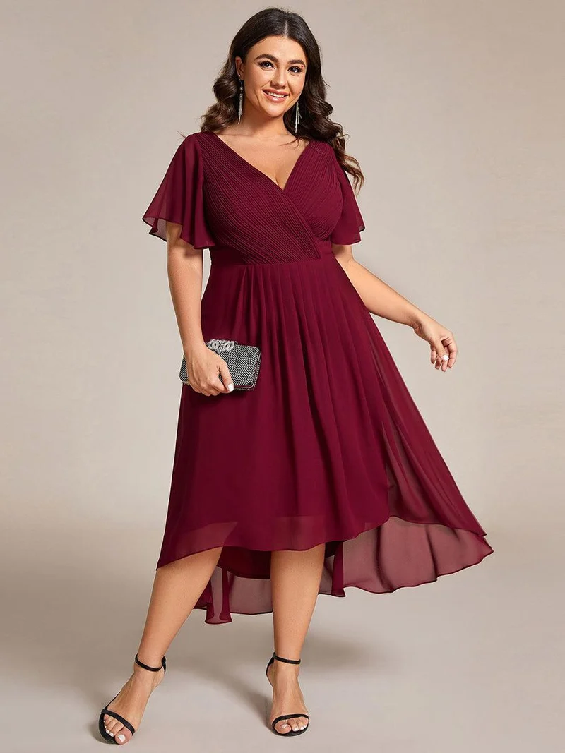 pretty FAYE|Robe d'invité de mariage grande taille chic à col en V