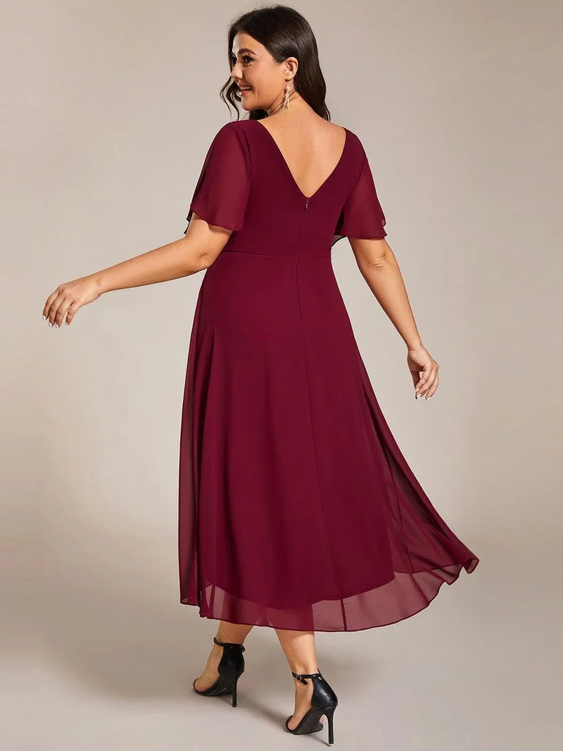 pretty FAYE|Robe d'invité de mariage grande taille chic à col en V
