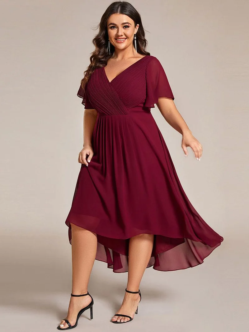 pretty FAYE|Robe d'invité de mariage grande taille chic à col en V