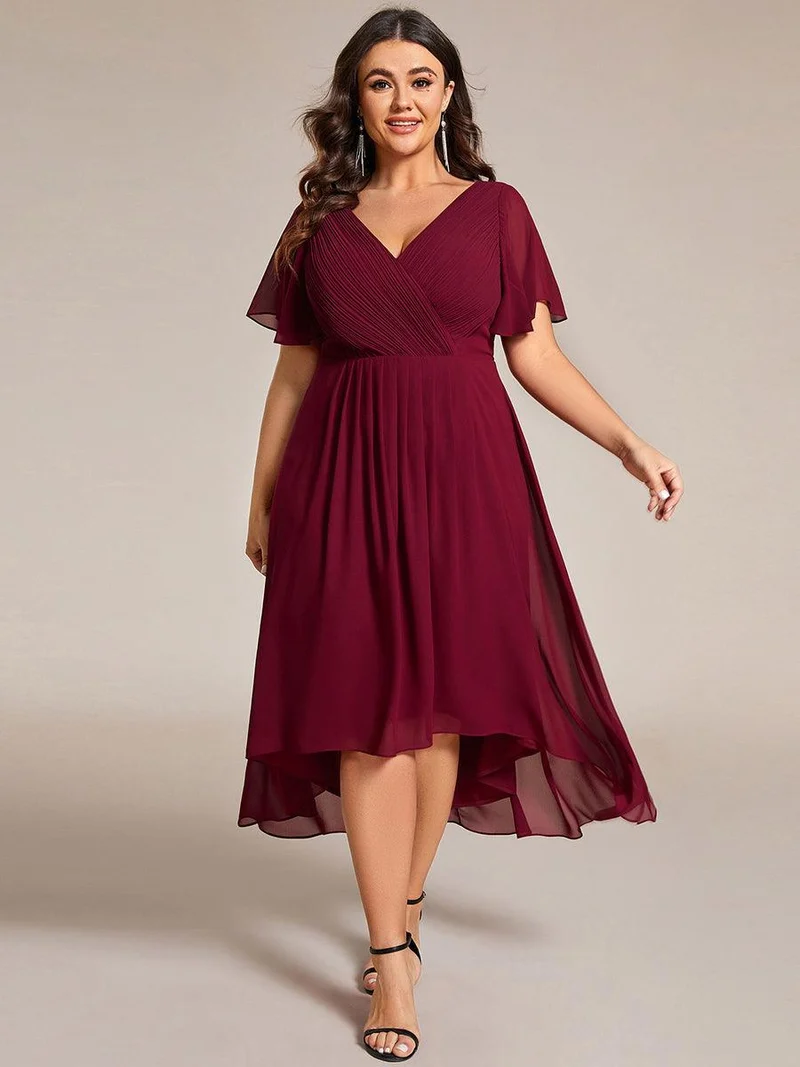 pretty FAYE|Robe d'invité de mariage grande taille chic à col en V