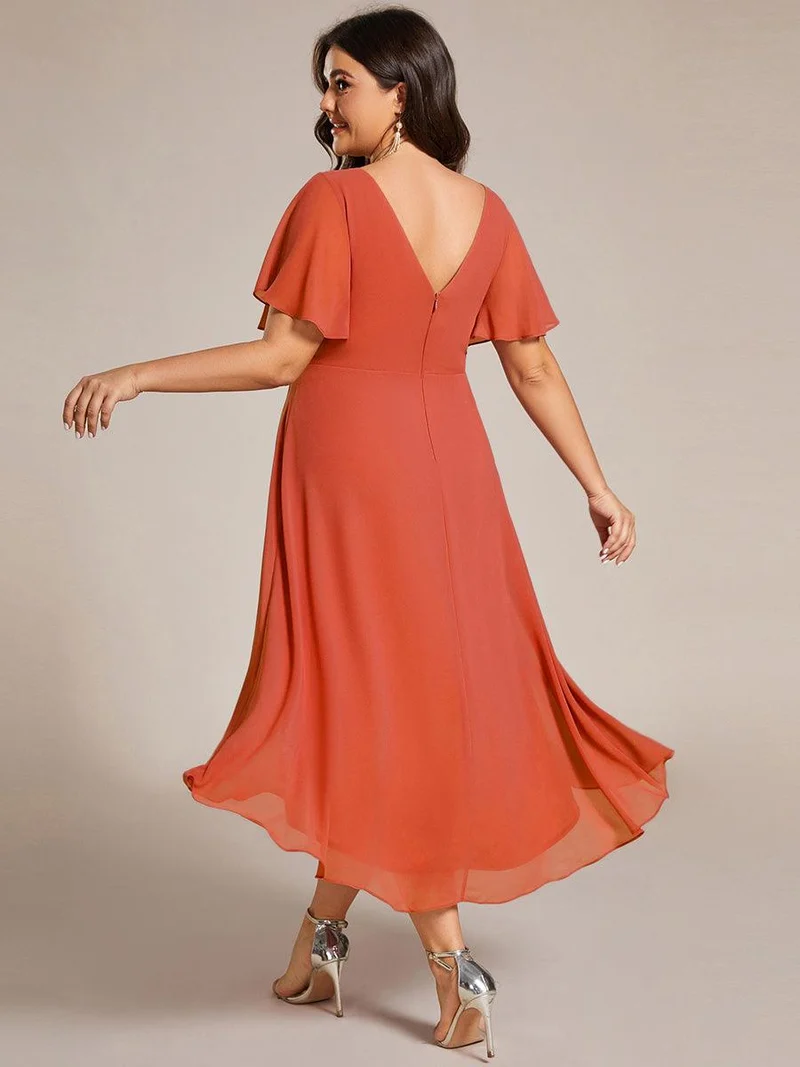 pretty FAYE|Robe d'invité de mariage grande taille chic à col en V