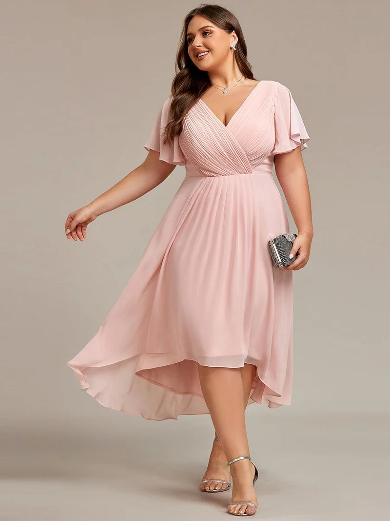 pretty FAYE|Robe d'invité de mariage grande taille chic à col en V