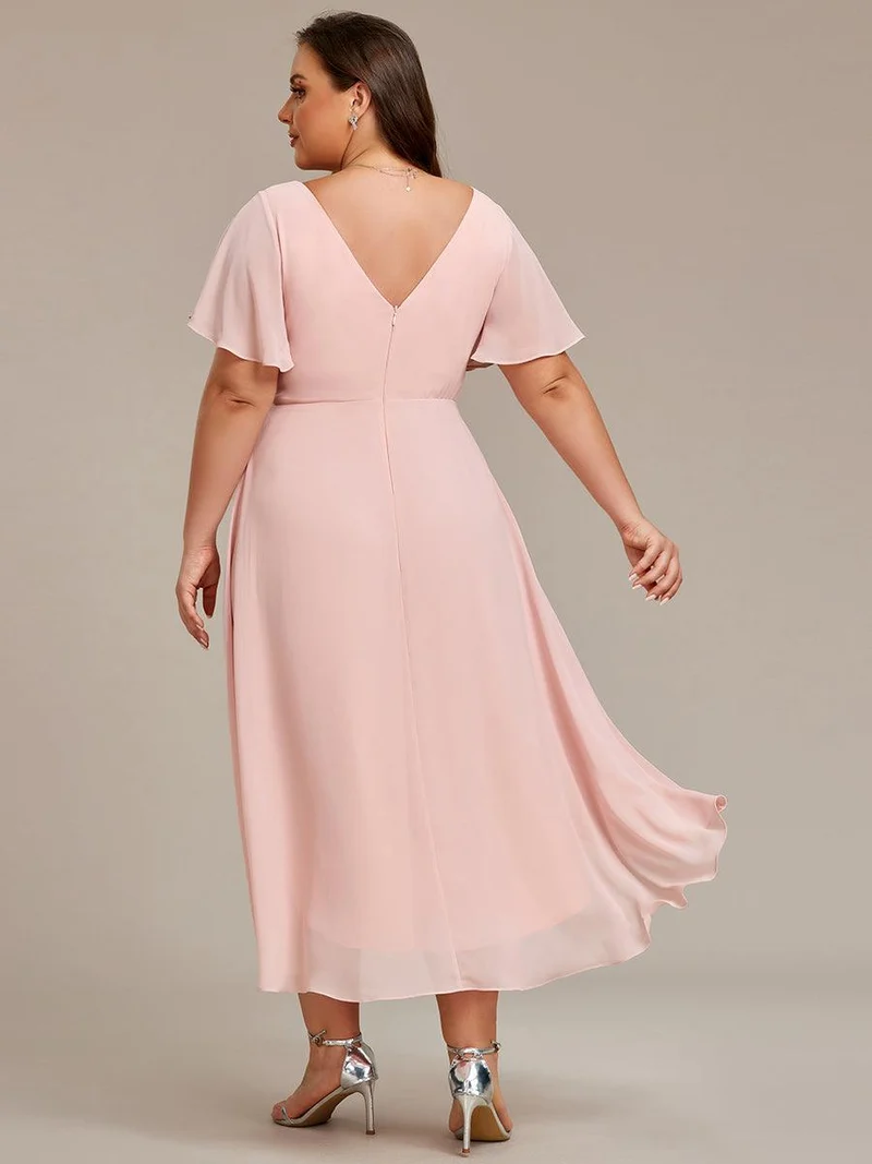 pretty FAYE|Robe d'invité de mariage grande taille chic à col en V