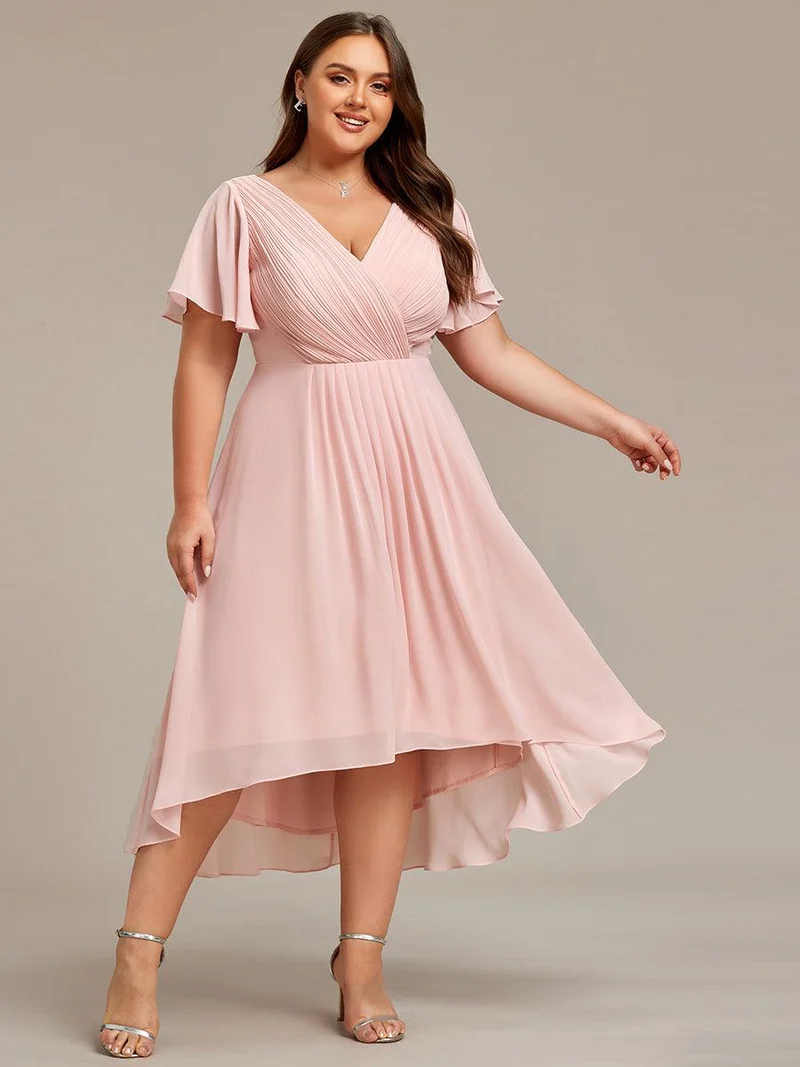 pretty FAYE|Robe d'invité de mariage grande taille chic à col en V