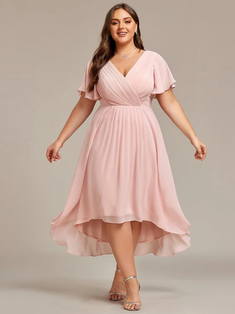 pretty FAYE|Robe d'invité de mariage grande taille chic à col en V
