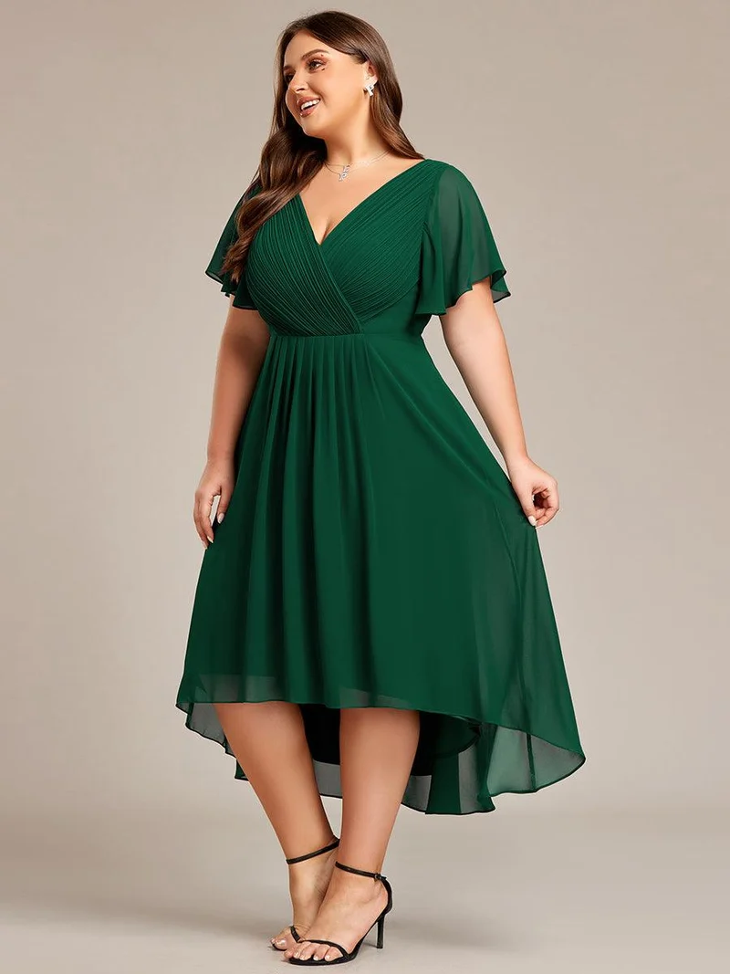 pretty FAYE|Robe d'invité de mariage grande taille chic à col en V