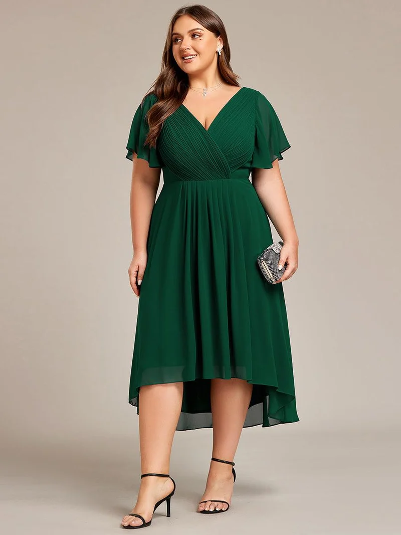 pretty FAYE|Robe d'invité de mariage grande taille chic à col en V