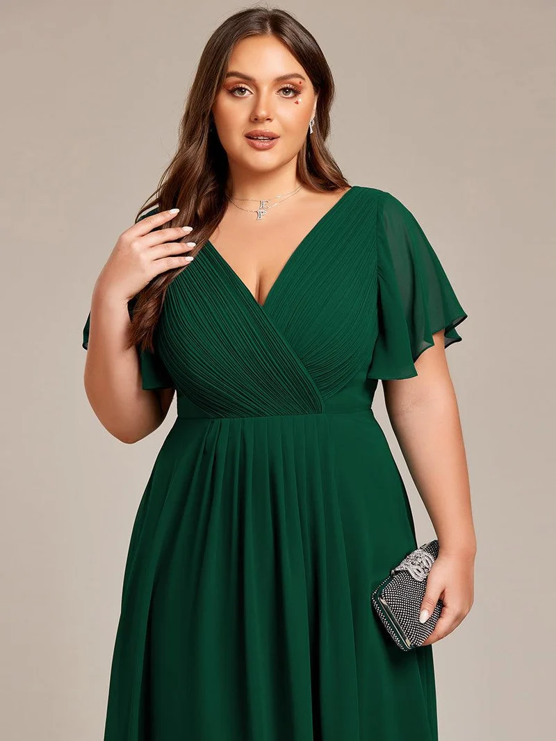 pretty FAYE|Robe d'invité de mariage grande taille chic à col en V