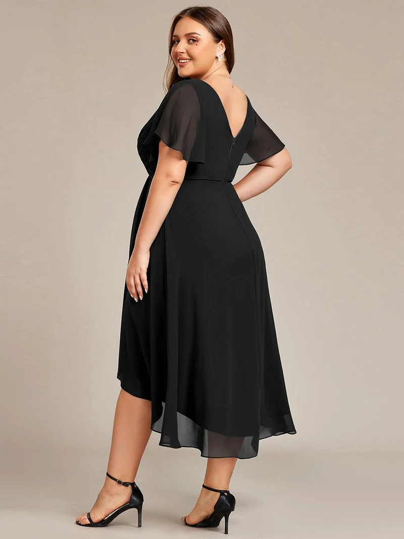 pretty FAYE|Robe d'invité de mariage grande taille chic à col en V