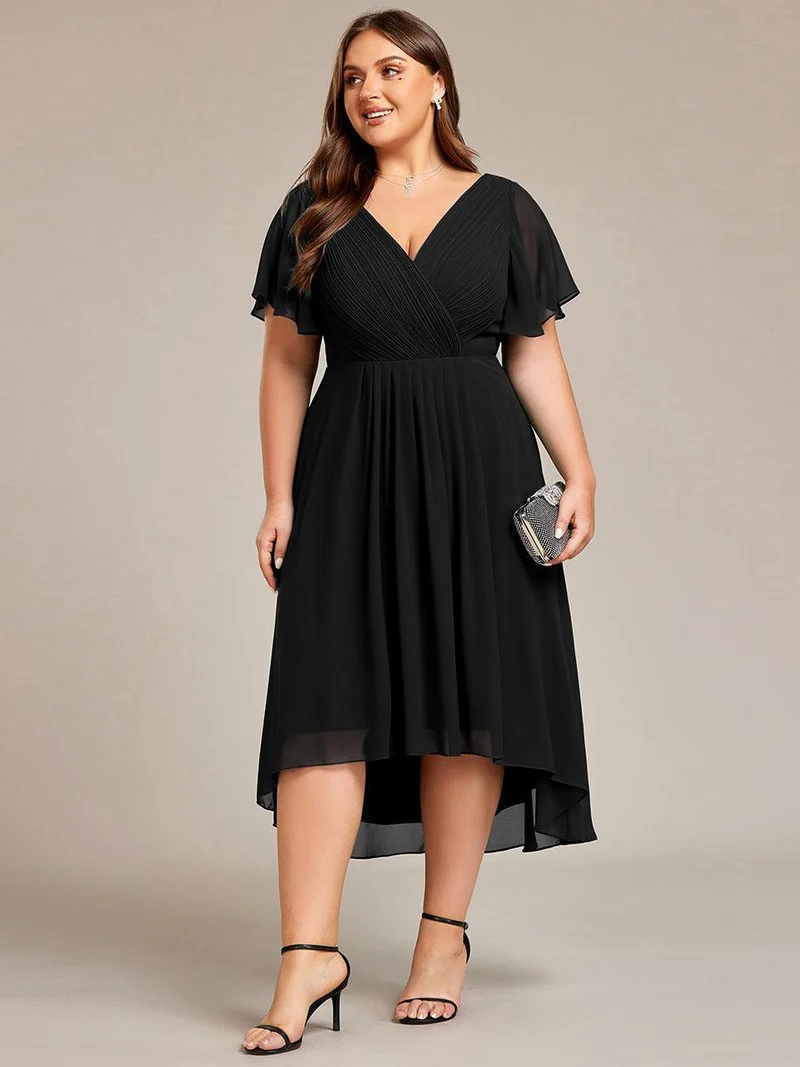 pretty FAYE|Robe d'invité de mariage grande taille chic à col en V