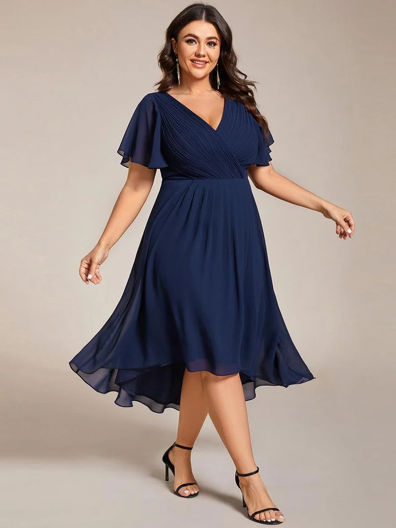 pretty FAYE|Robe d'invité de mariage grande taille chic à col en V