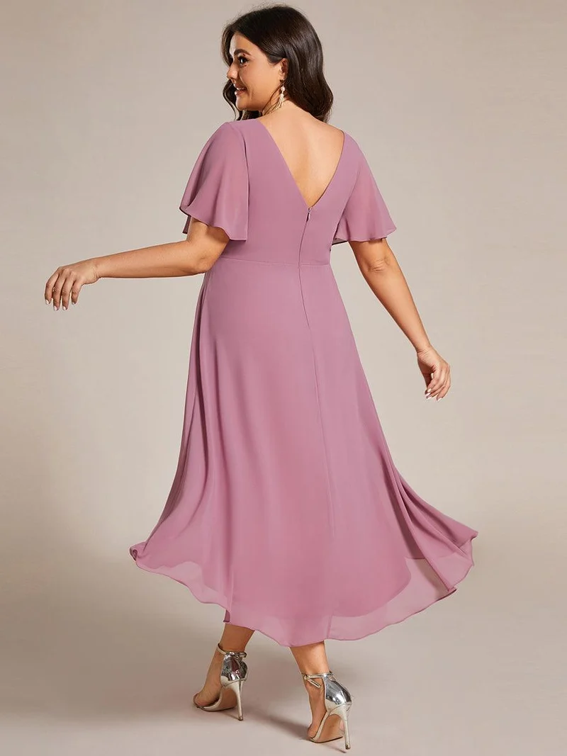 pretty FAYE|Robe d'invité de mariage grande taille chic à col en V