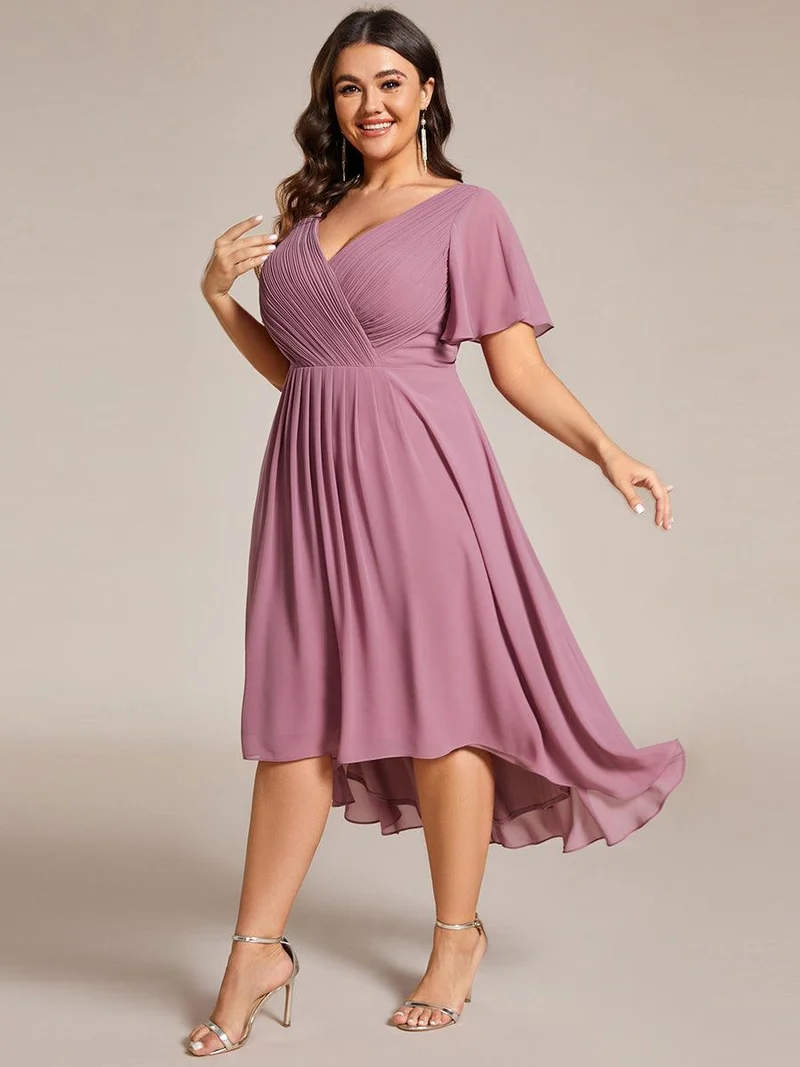 pretty FAYE|Robe d'invité de mariage grande taille chic à col en V