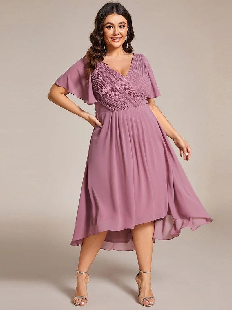 pretty FAYE|Robe d'invité de mariage grande taille chic à col en V