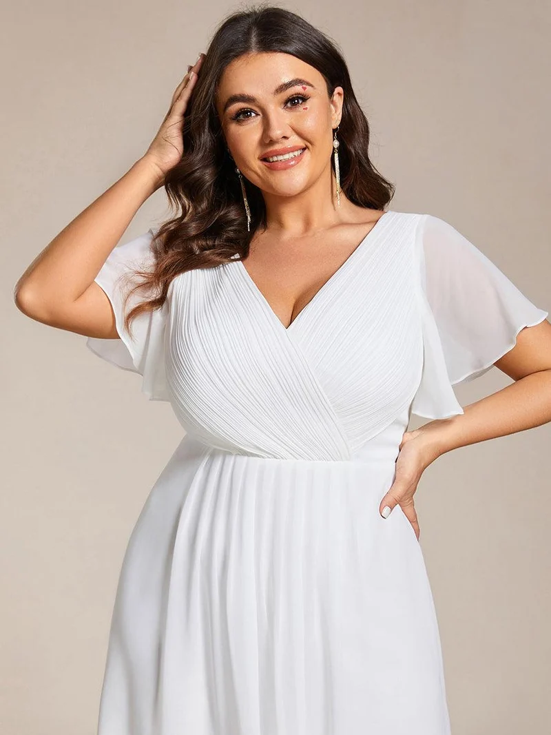 pretty FAYE|Robe d'invité de mariage grande taille chic à col en V