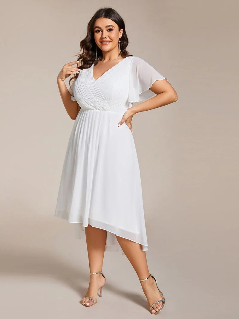 pretty FAYE|Robe d'invité de mariage grande taille chic à col en V