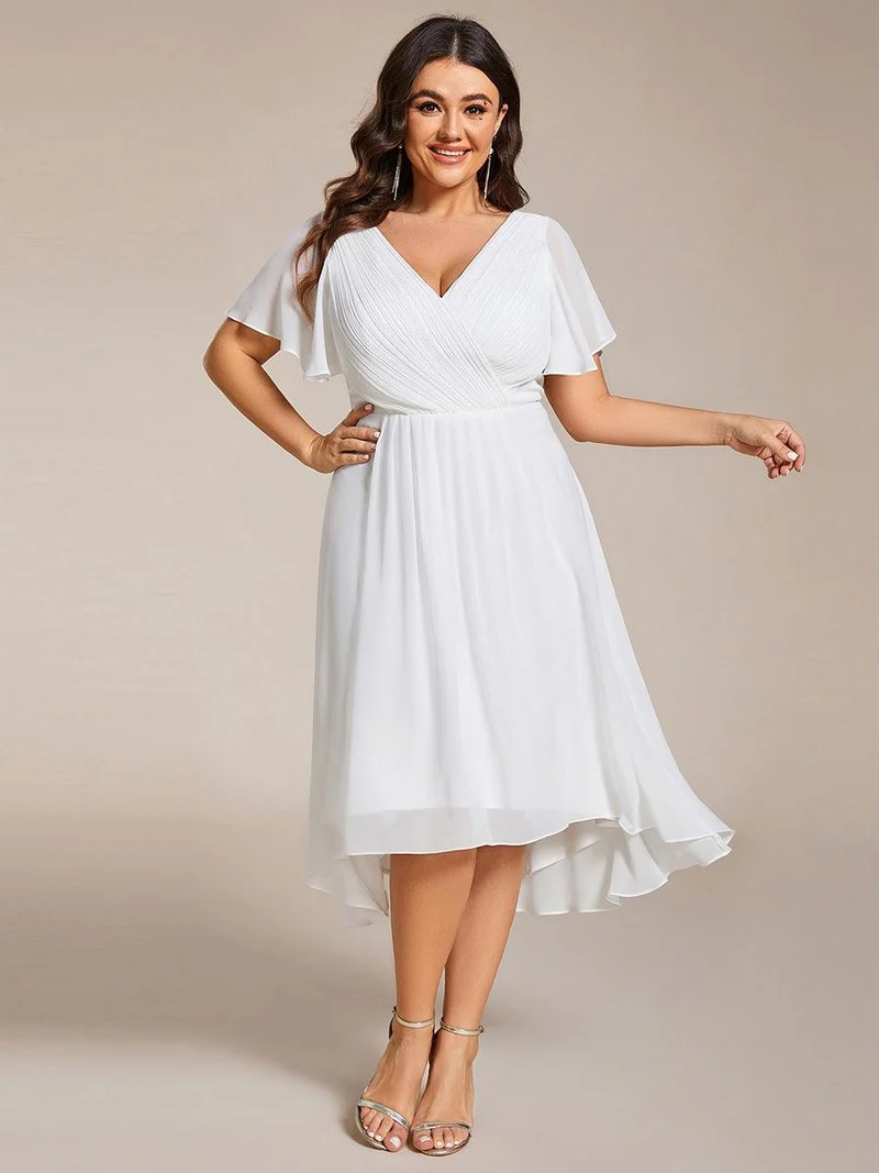 pretty FAYE|Robe d'invité de mariage grande taille chic à col en V