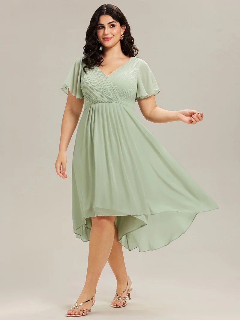 pretty FAYE|Robe d'invité de mariage grande taille chic à col en V