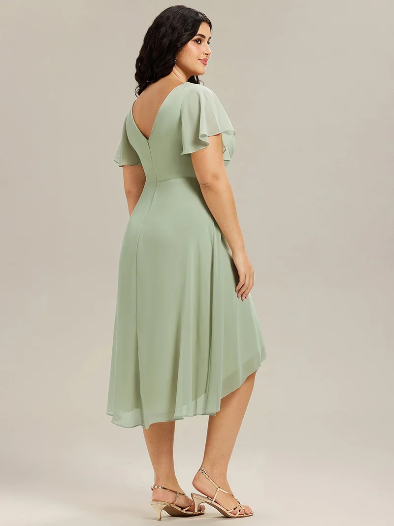 pretty FAYE|Robe d'invité de mariage grande taille chic à col en V