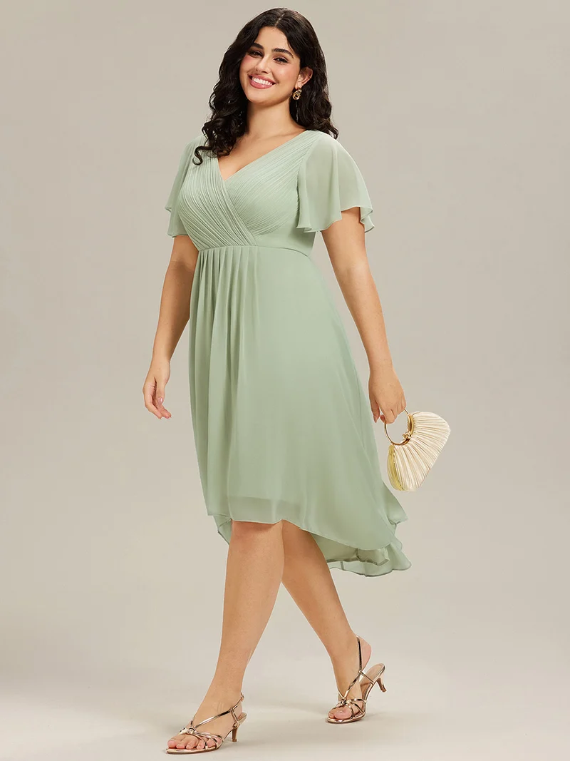 pretty FAYE|Robe d'invité de mariage grande taille chic à col en V