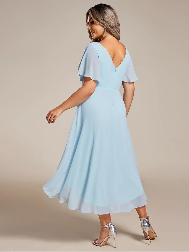 pretty FAYE|Robe d'invité de mariage grande taille chic à col en V