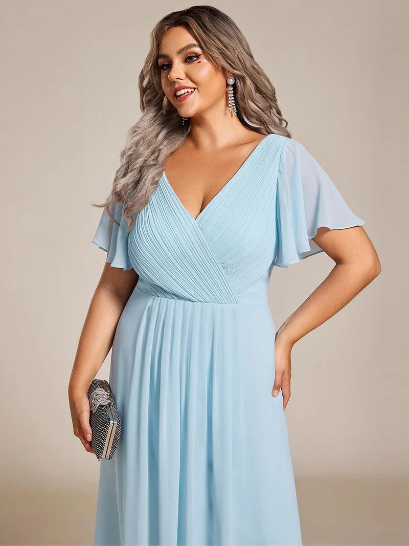 pretty FAYE|Robe d'invité de mariage grande taille chic à col en V