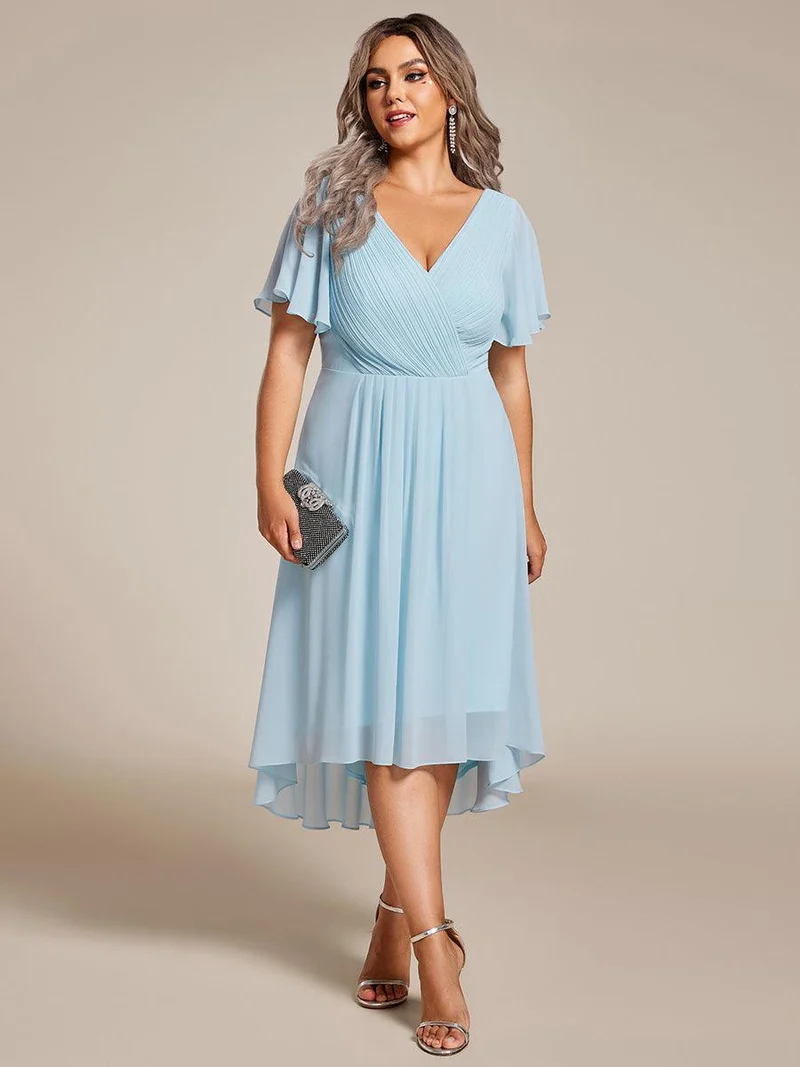 pretty FAYE|Robe d'invité de mariage grande taille chic à col en V
