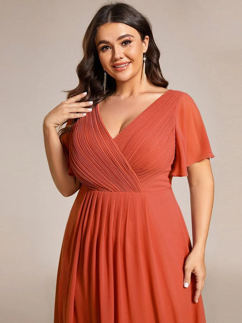 pretty FAYE|Robe d'invité de mariage grande taille chic à col en V