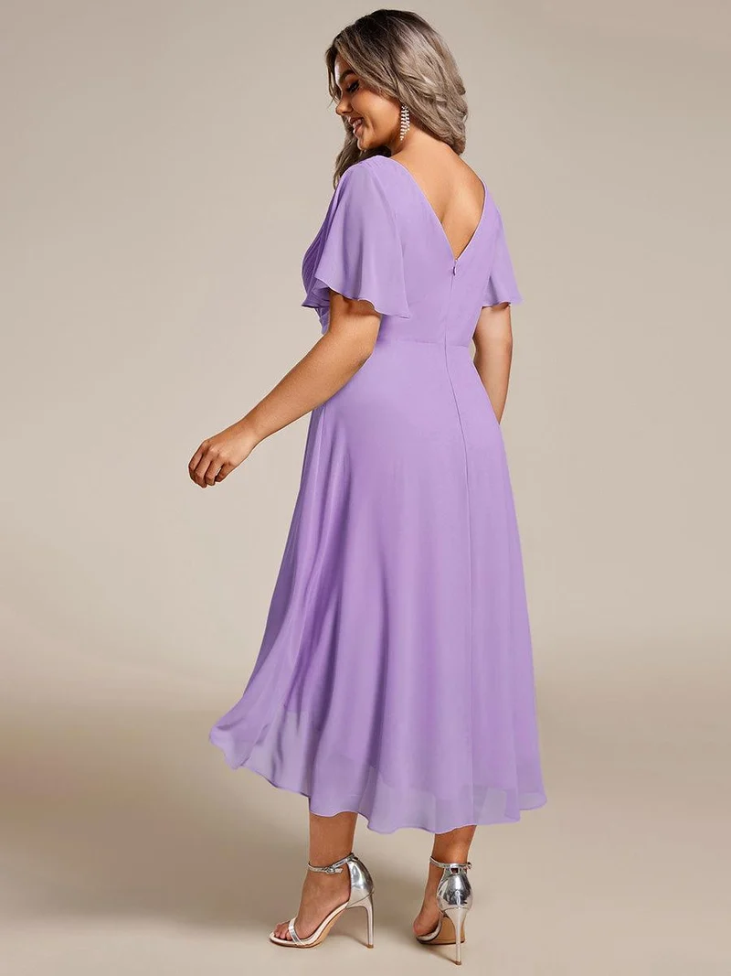 pretty FAYE|Robe d'invité de mariage grande taille chic à col en V