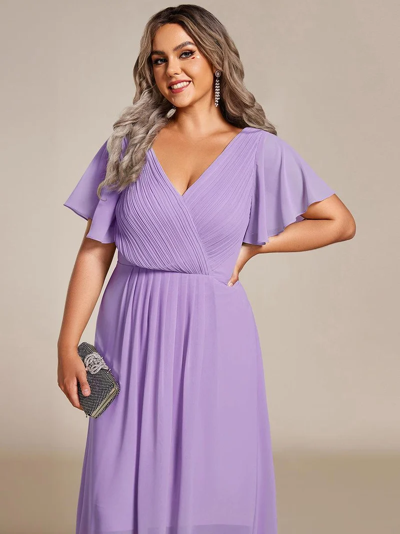 pretty FAYE|Robe d'invité de mariage grande taille chic à col en V
