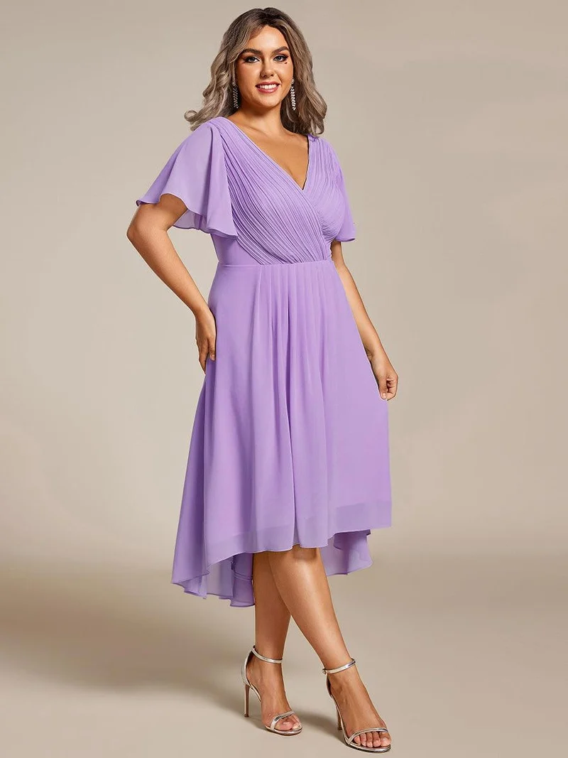 pretty FAYE|Robe d'invité de mariage grande taille chic à col en V