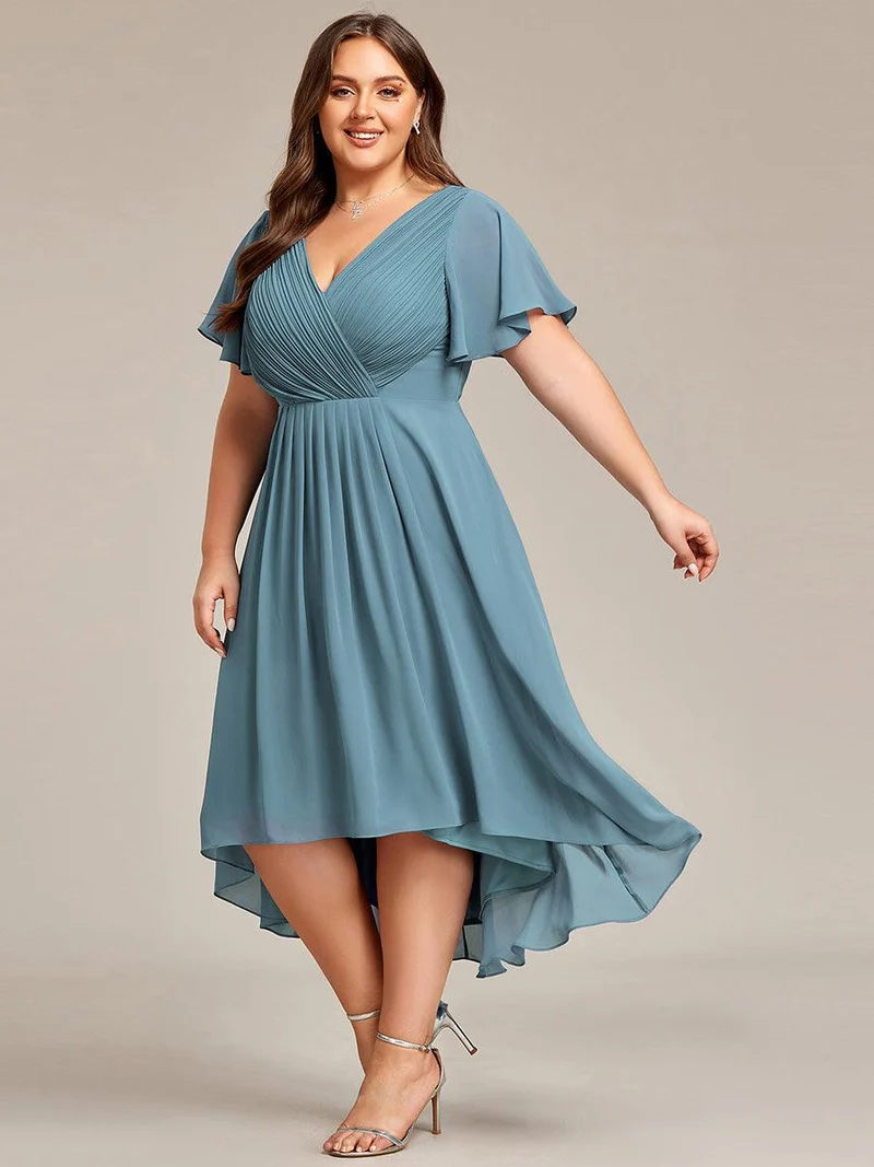 pretty FAYE|Robe d'invité de mariage grande taille chic à col en V