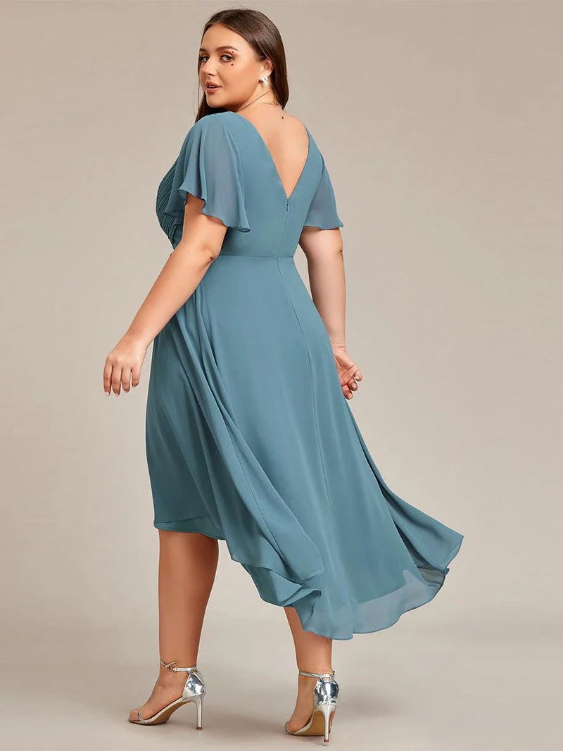pretty FAYE|Robe d'invité de mariage grande taille chic à col en V