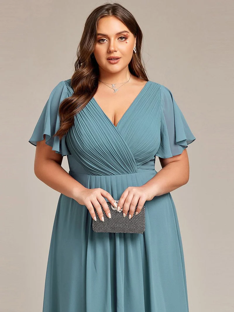 pretty FAYE|Robe d'invité de mariage grande taille chic à col en V