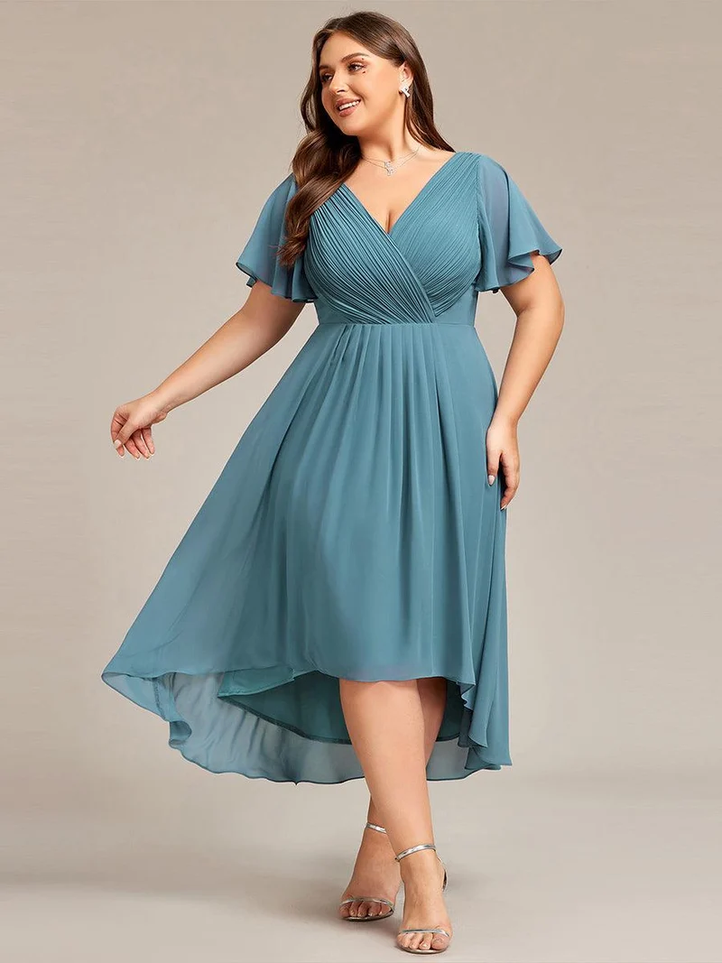pretty FAYE|Robe d'invité de mariage grande taille chic à col en V
