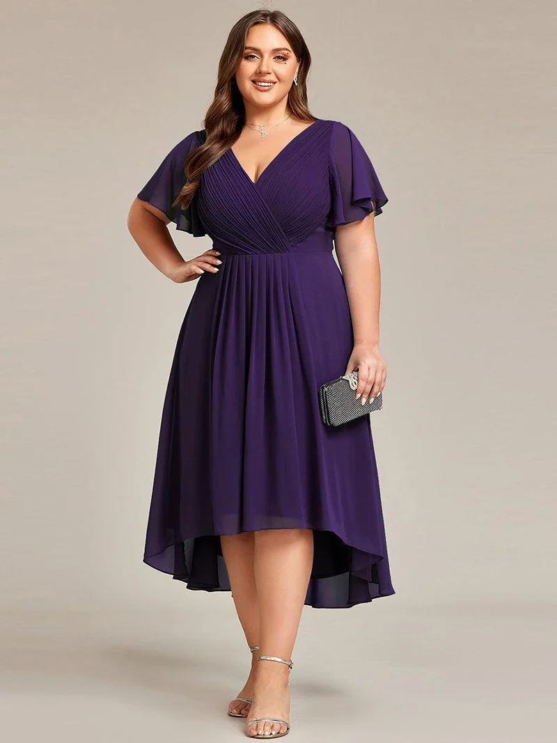 pretty FAYE|Robe d'invité de mariage grande taille chic à col en V