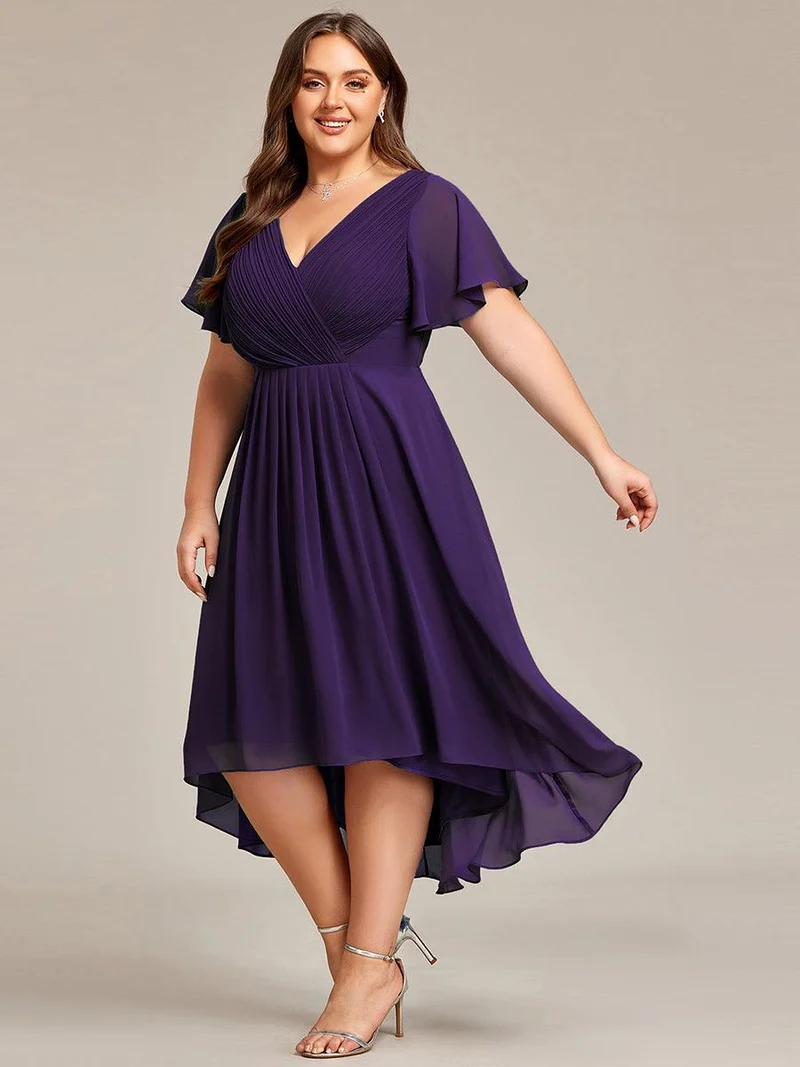 pretty FAYE|Robe d'invité de mariage grande taille chic à col en V