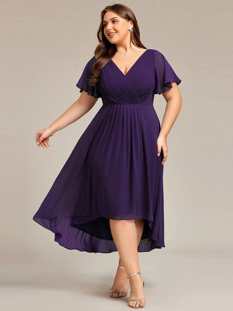 pretty FAYE|Robe d'invité de mariage grande taille chic à col en V