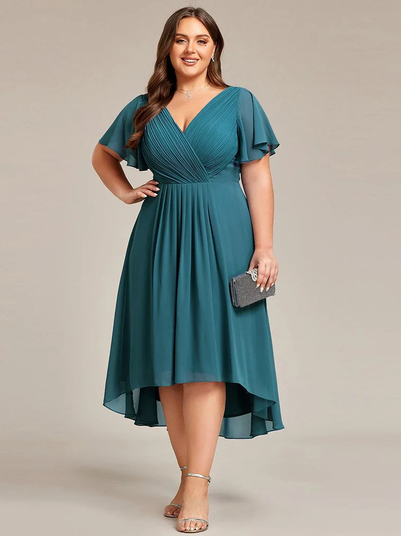 pretty FAYE|Robe d'invité de mariage grande taille chic à col en V