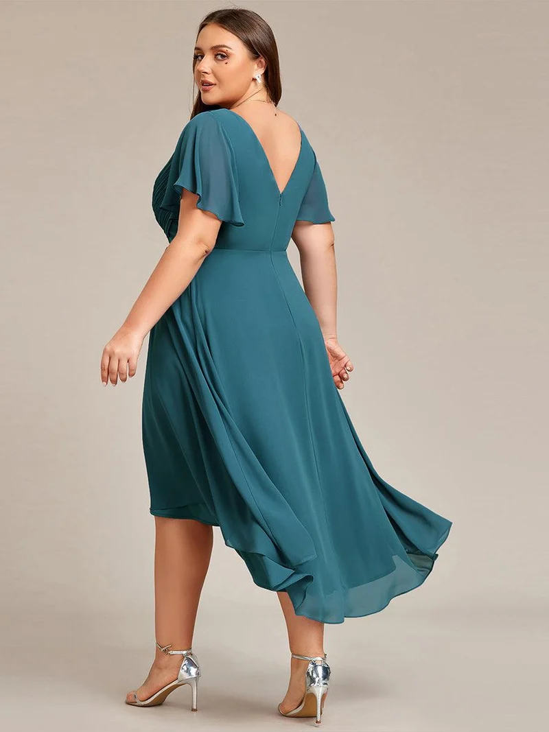 pretty FAYE|Robe d'invité de mariage grande taille chic à col en V