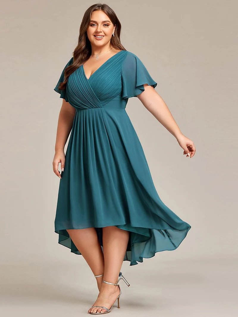 pretty FAYE|Robe d'invité de mariage grande taille chic à col en V