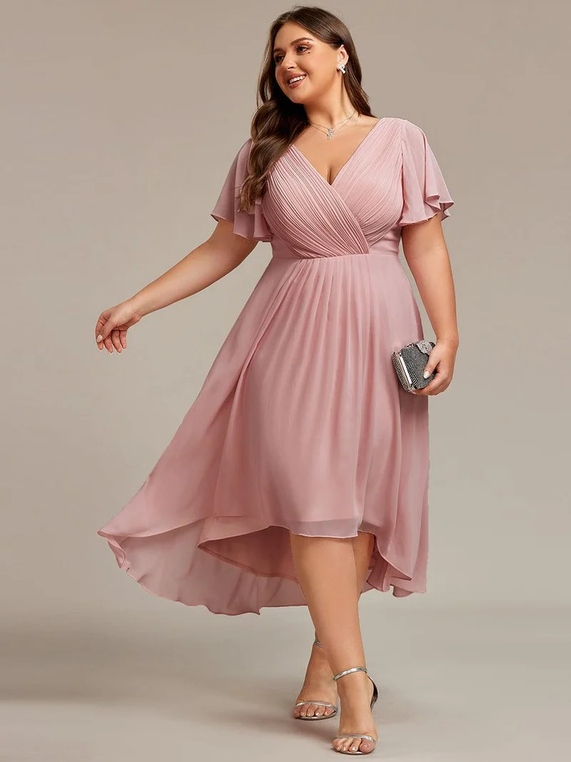 pretty FAYE|Robe d'invité de mariage grande taille chic à col en V