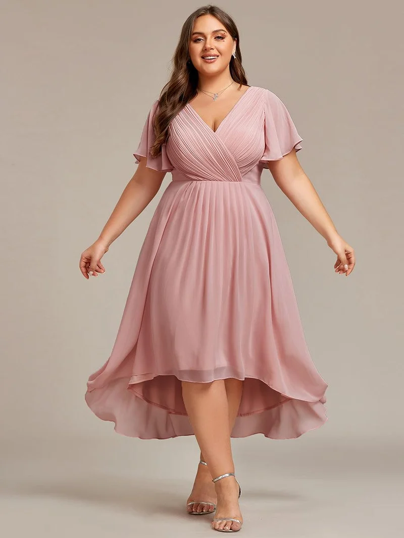 pretty FAYE|Robe d'invité de mariage grande taille chic à col en V