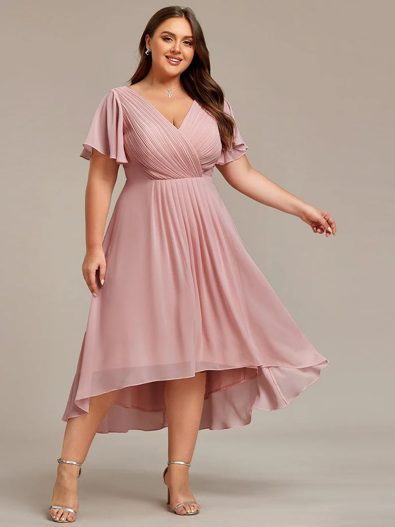 pretty FAYE|Robe d'invité de mariage grande taille chic à col en V